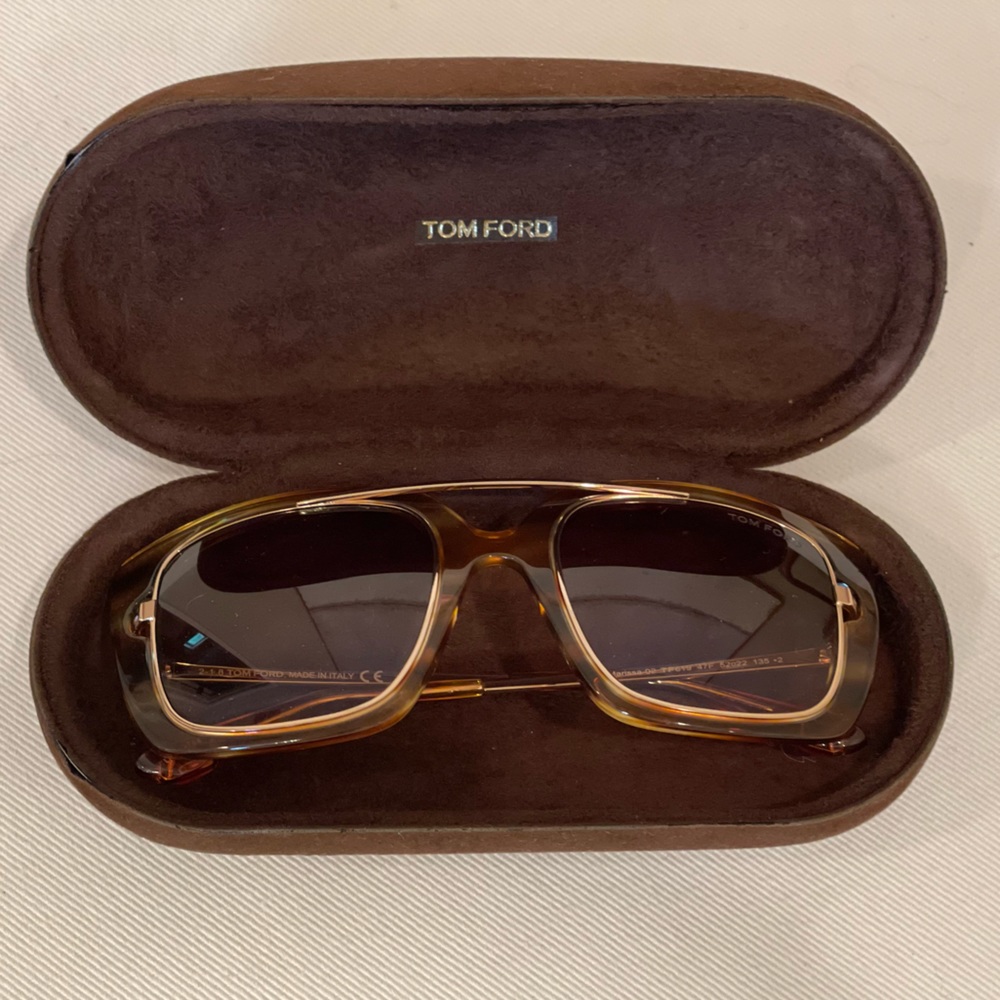 Tom Ford Square Sunglasses Gold Rim